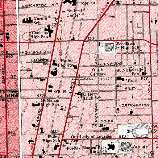Topographic Map of Bethesda Worldharvest International Church, NY