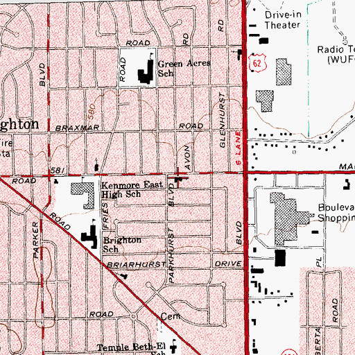 Topographic Map of Brighton Community Baptist Church, NY