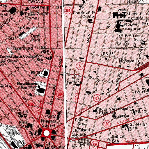 Topographic Map of Buffalo Dream Center Church, NY