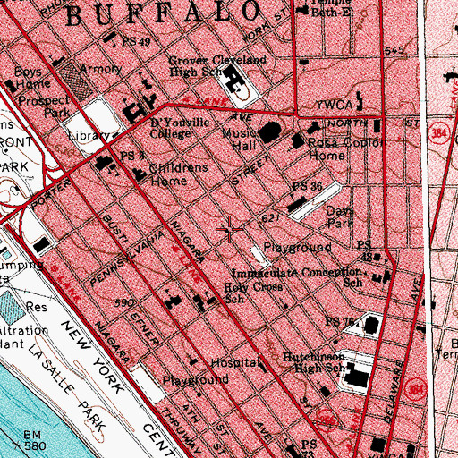 Topographic Map of Buffalo Missionary Pentecostal Church, NY