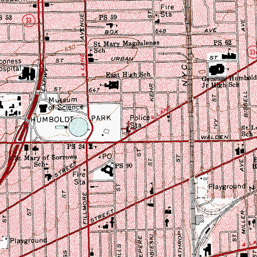 Topographic Map of Calvary Baptist Church, NY