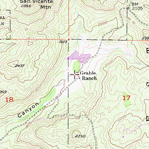 Topographic Map of Grable Ranch, CA