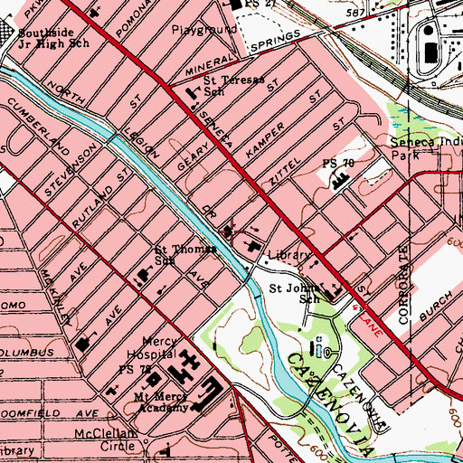 Topographic Map of Cazenovia Park Baptist Church, NY