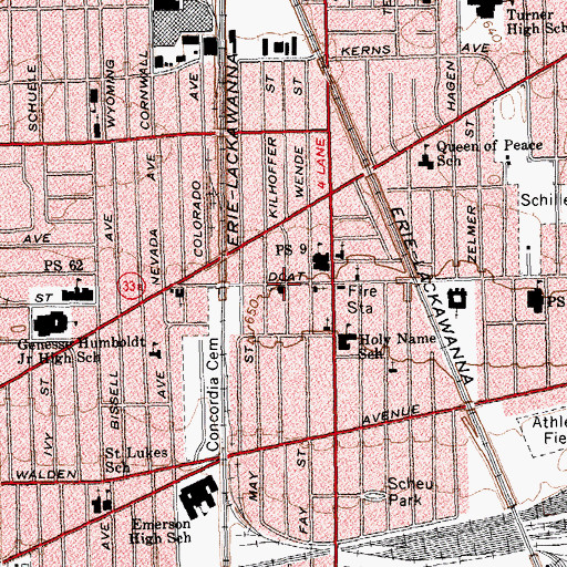 Topographic Map of Centennial African Methodist Episcopal Zion Church, NY