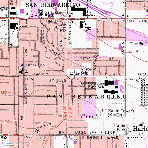 Topographic Map of Grace School, CA