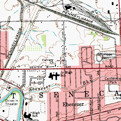 Topographic Map of Center Road Baptist Church, NY