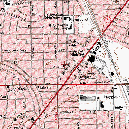 Topographic Map of Central Park United Methodist Church, NY