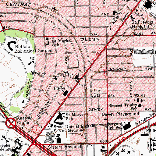 Topographic Map of Central Presbyterian Church, NY