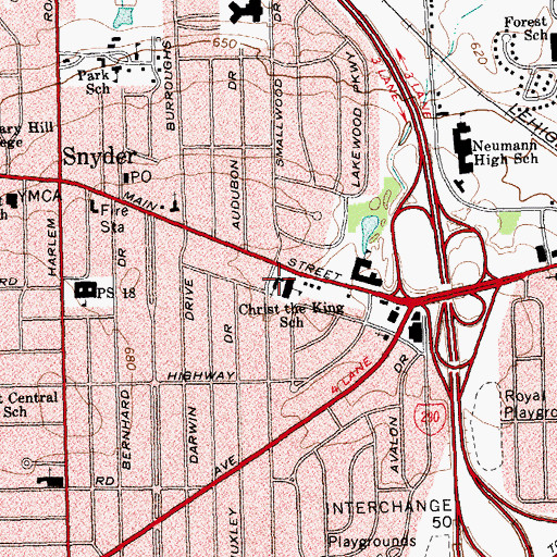 Topographic Map of Christ the King Church, NY