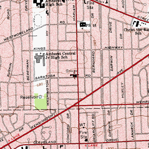 Topographic Map of Christ United Methodist Church, NY