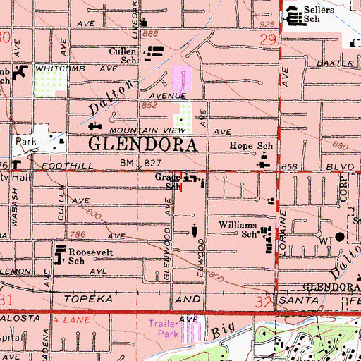 Topographic Map of Grace School, CA