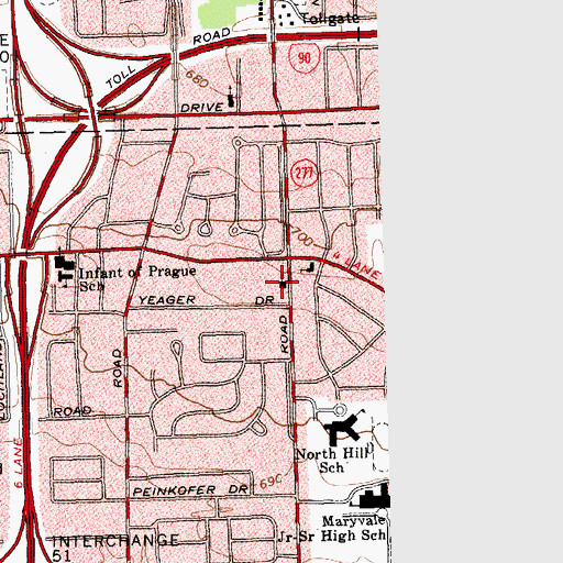 Topographic Map of Cleveland Heights Christian Church, NY