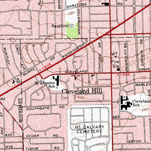 Topographic Map of Cleveland Hill Lutheran Church, NY