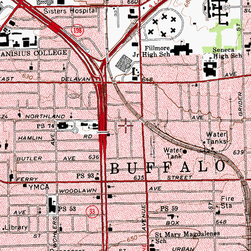 Topographic Map of Cornerstne Church of God in Christ, NY
