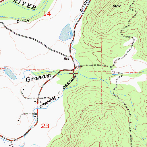 Topographic Map of Graham-Osborn Ditch, CA