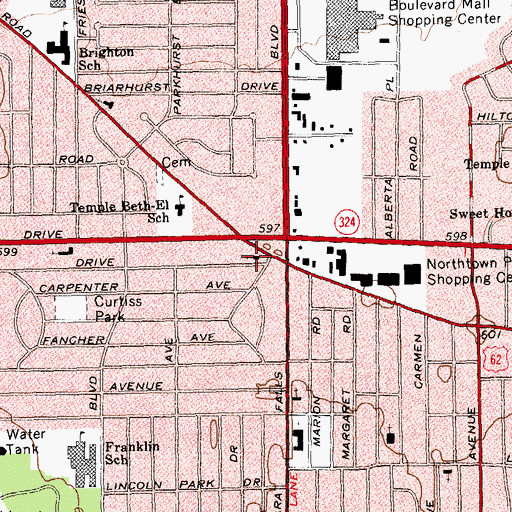 Topographic Map of Curtis Park United Presbyterian Church, NY