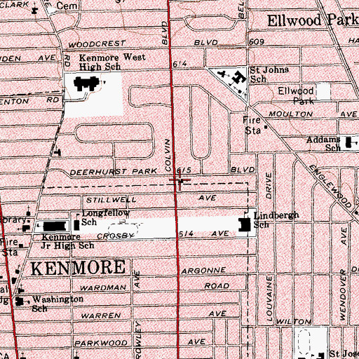 Topographic Map of Deerhurst Presbyterian Church, NY