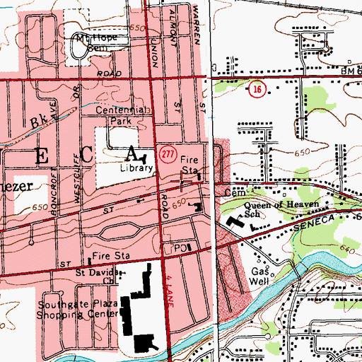 Topographic Map of Ebenezer United Church of Christ, NY