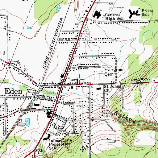 Topographic Map of Eden United Methodist Church, NY