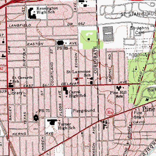 Topographic Map of Edison Street Baptist Church, NY