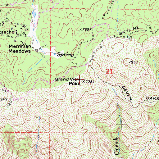 Topographic Map of Grand View Point, CA