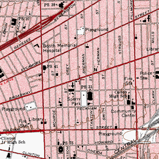 Topographic Map of Evangelistic Temple Church of God, NY