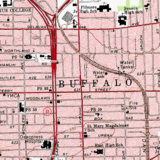 Topographic Map of Evening Star Church of God, NY