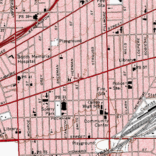 Topographic Map of Faith Church of God in Christ, NY