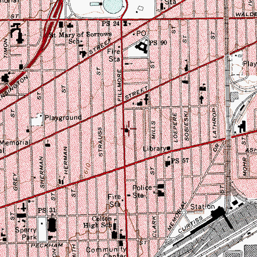 Topographic Map of Fillmore Avenue Baptist Church, NY