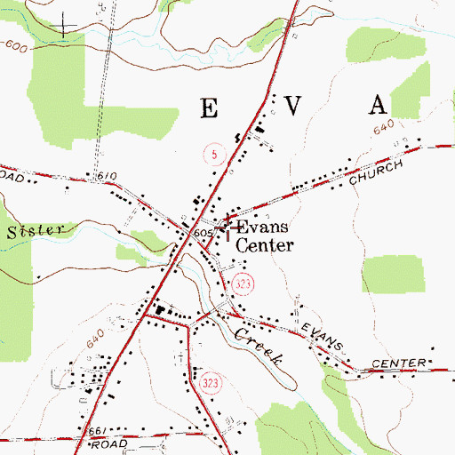 Topographic Map of First Baptist Church of Evans, NY