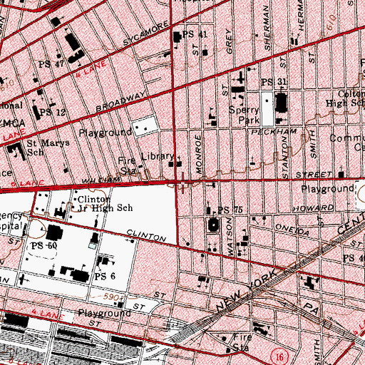 Topographic Map of First Calvary Missionary Baptist Church, NY
