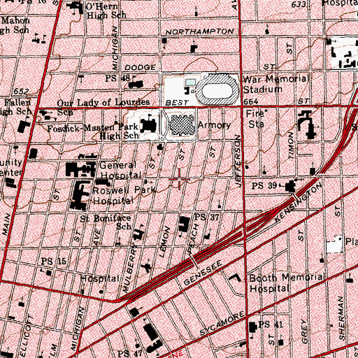 Topographic Map of First Centennial Baptist Church, NY