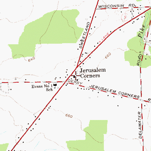 Topographic Map of First Church of Evans, NY
