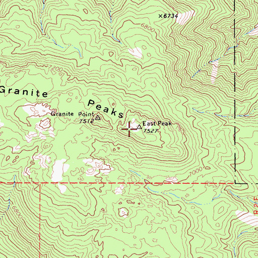 Topographic Map of Granite Peaks, CA