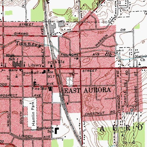 Topographic Map of First Spiritualist Temple of East Aurora, NY