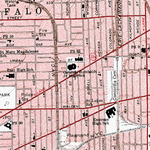 Topographic Map of First Timothy Missionary Baptist Church, NY