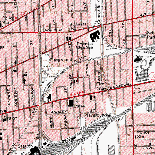 Topographic Map of Free Spirit Missionary Baptist Church, NY