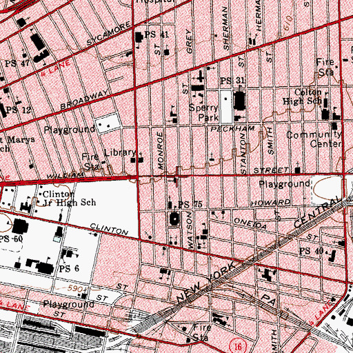 Topographic Map of Grace Tabernacle Church of God, NY