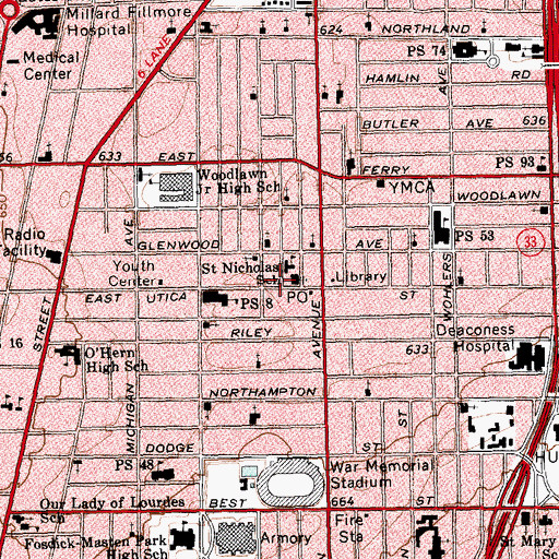 Topographic Map of Grater Hope Baptist Church, NY