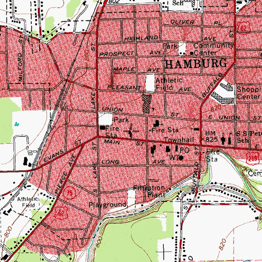 Topographic Map of Hamburg Presbyterian Church, NY