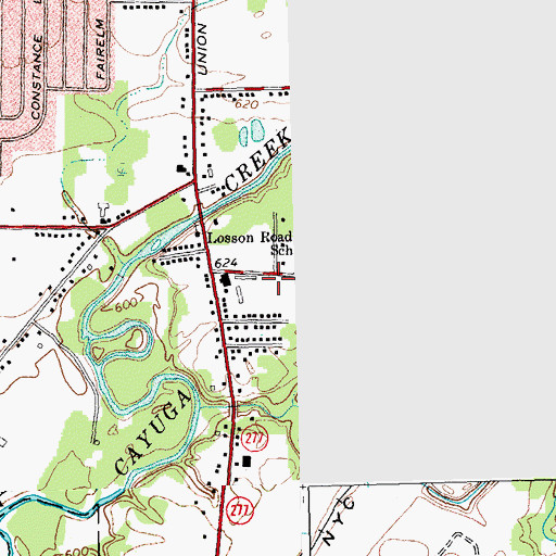 Topographic Map of Hedstrom Baptist Church, NY