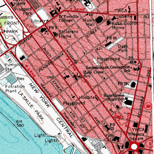 Topographic Map of Holy Cross Roman Catholic Church, NY