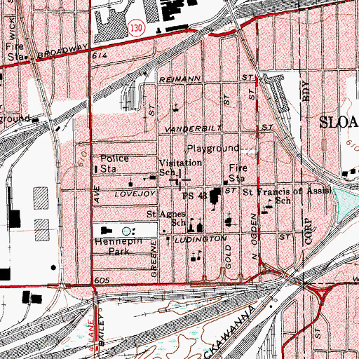 Topographic Map of Immanuel Evang Lutheran Church, NY