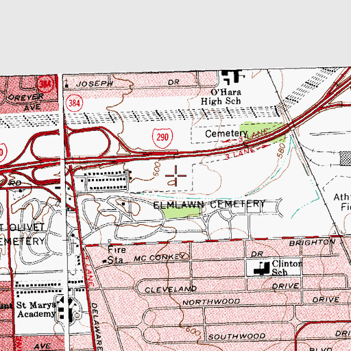 Topographic Map of Kenmore Alliance Church, NY