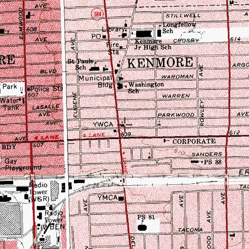 Topographic Map of Kenmore Presbyterian Church, NY