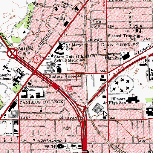 Topographic Map of Kingdom Hall of Jehovah's Witnesses, NY