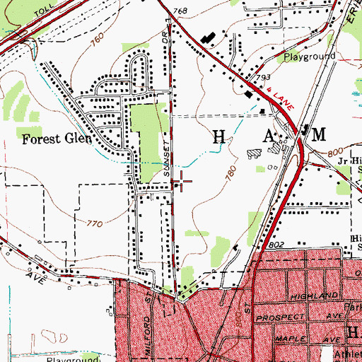 Topographic Map of Kingdom Hall of Jehovah's Witnesses, NY