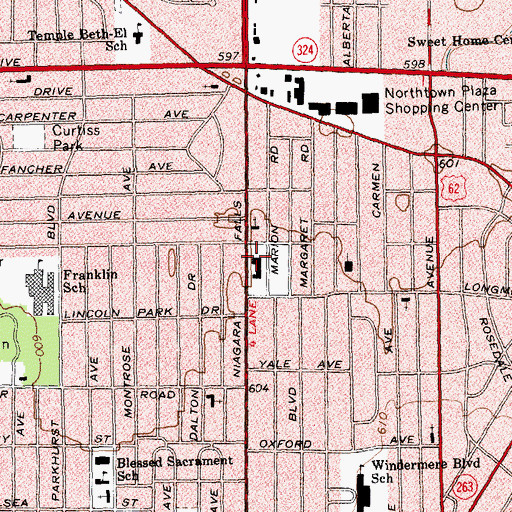 Topographic Map of Korean United Methodist Church Buffalo, NY