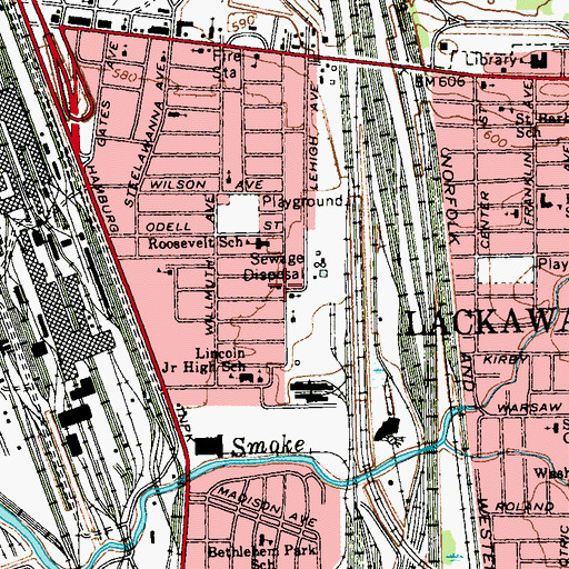 Topographic Map of Lackawanna Church of God, NY