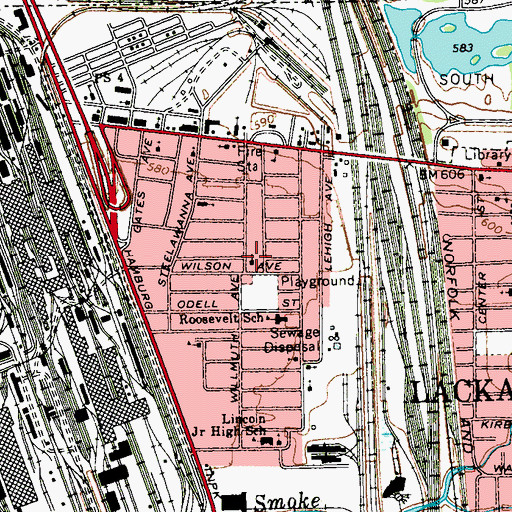 Topographic Map of Lackawanna Islamic Center, NY